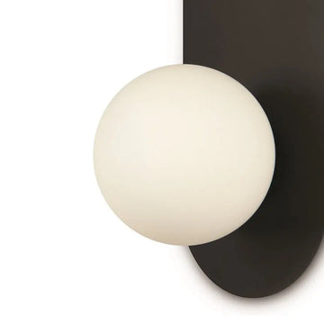 Wall light matt black, oval metal base, white opal glass dome, G9 28 W – Bao | Maytoni