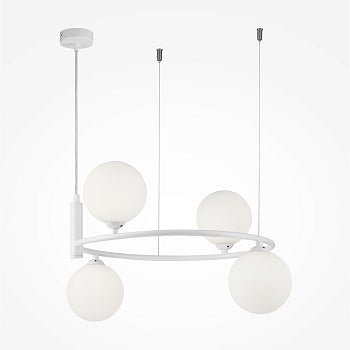 Pendelleuchte mit weißem Metallrahmen und satinierten Glasschirmen im modernen Design – Ring | Maytoni - Esszett Luxury | Stilvolles Wohnen mit Charakter