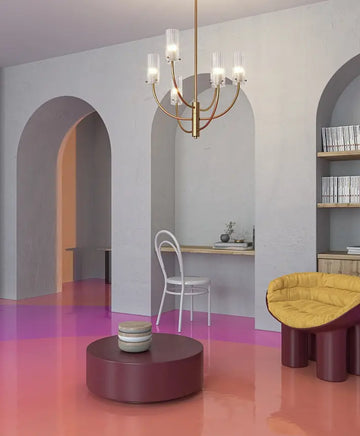 Pendant lamp with brass finish and fluted glass shades in an elegant design – Arco | Maytoni