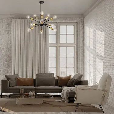 Pendant lamp with black metal frame and brass lamp holders in modern loft design – Jackson | Maytoni