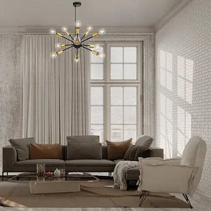 Pendant lamp with black metal frame and brass lamp holders in modern loft design – Jackson | Maytoni