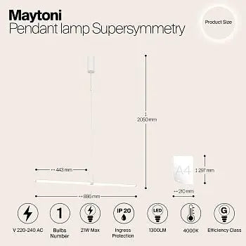 Pendant light with white aluminum profile and transformable modern design – Supersymmetry | Maytoni