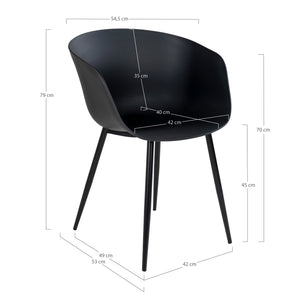 Esszimmerstuhl - Schwarz, PP-Kunststoff, schwarze Beine - Roda | House Nordic