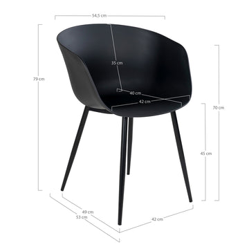Esszimmerstuhl - Schwarz, PP-Kunststoff, schwarze Beine - Roda | House Nordic