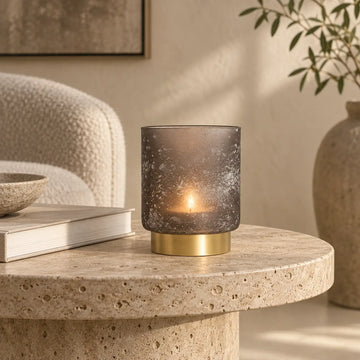 Windlicht aus mattiertem Glas mit Runddesign & Frostoptik M – Sanna | PTMD