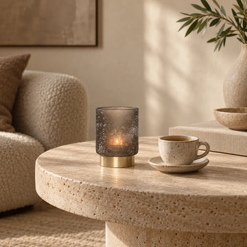 Windlicht aus mattiertem Glas mit Runddesign & Frostoptik S – Sanna | PTMD
