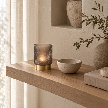 Windlicht aus mattiertem Glas mit Runddesign & Frostoptik S – Sanna | PTMD