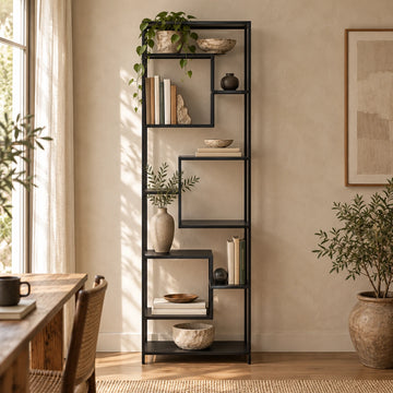 Bücherregal – Offenes Design, Hohe Form, Schwarzfarbe - Duana Playful | PTMD
