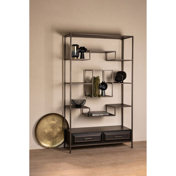 Schrank – schwarze Oberfläche, Holz Material, Eisen Gestell – Lixly | PTMD