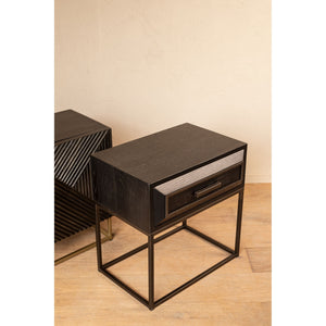 Nachttisch – schwarze Oberfläche, Holz Material, Eisen Gestell – Lixly | PTMD