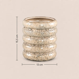 Ceramic Pot, tall, cream glazed with layered structure M – Neda | PTMD