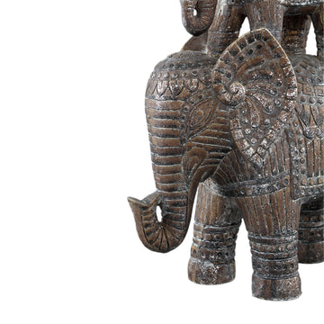 Statue aus Polyresin mit dekorativem Doppel - Elefantenmotiv und strukturierter Oberfläche – Dumba | PTMD - Esszett Luxury | Stilvolles Wohnen mit Charakter