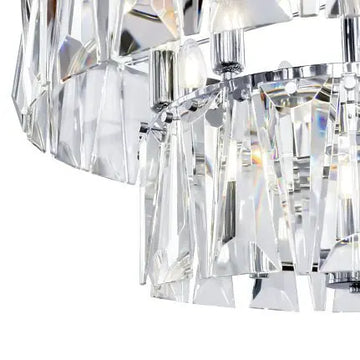 Pendant Lamp with Chrome-Plated Metal Frame and Tiered Crystal Elements (12 × E14) – Puntes | Maytoni
