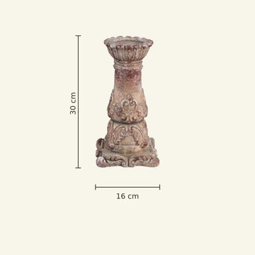 Kerzenständer aus Beton in Burnt Red und Creme mit quadratischem Sockel – Burnt | PTMD
