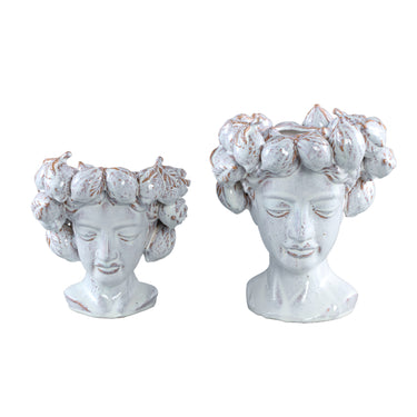 Statue aus glasierter Keramik, Frauenkopfdesign, elegante Gestaltung – Alani B | PTMD - Esszett Luxury | Stilvolles Wohnen mit Charakter