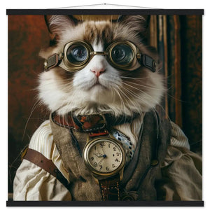 Schoolposter - Katze, brauner Mantel, Kupferakzente, bronzene Taschenuhr | St Tropez Art