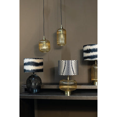 Lampe aus Glas, breit, amberfarben mit goldenen Akzenten – Juliet | PTMD - Esszett Luxury | Stilvolles Wohnen mit Charakter