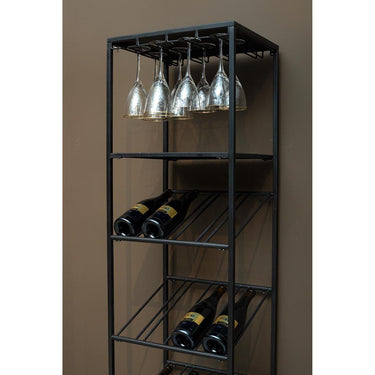 Weinregal – Eisen, Glashalter, Flaschenablage, rechteckig, schwarz, 16 Flaschen – Zalig | PTMD