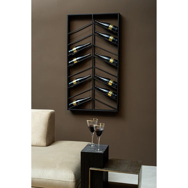 Weinregal – Eisen, symmetrische Ebenen, rechteckig, schwarz, 14 Flaschen – Vinno | PTMD