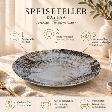 Teller – Weißes Porzellan, Runde Form, Schlichte Optik, 28 cm - Kaylaa | PTMD