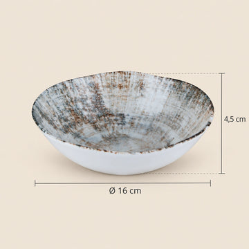 Bowl made of porcelain, round, white with mixed design – Kaylaa | PTMD