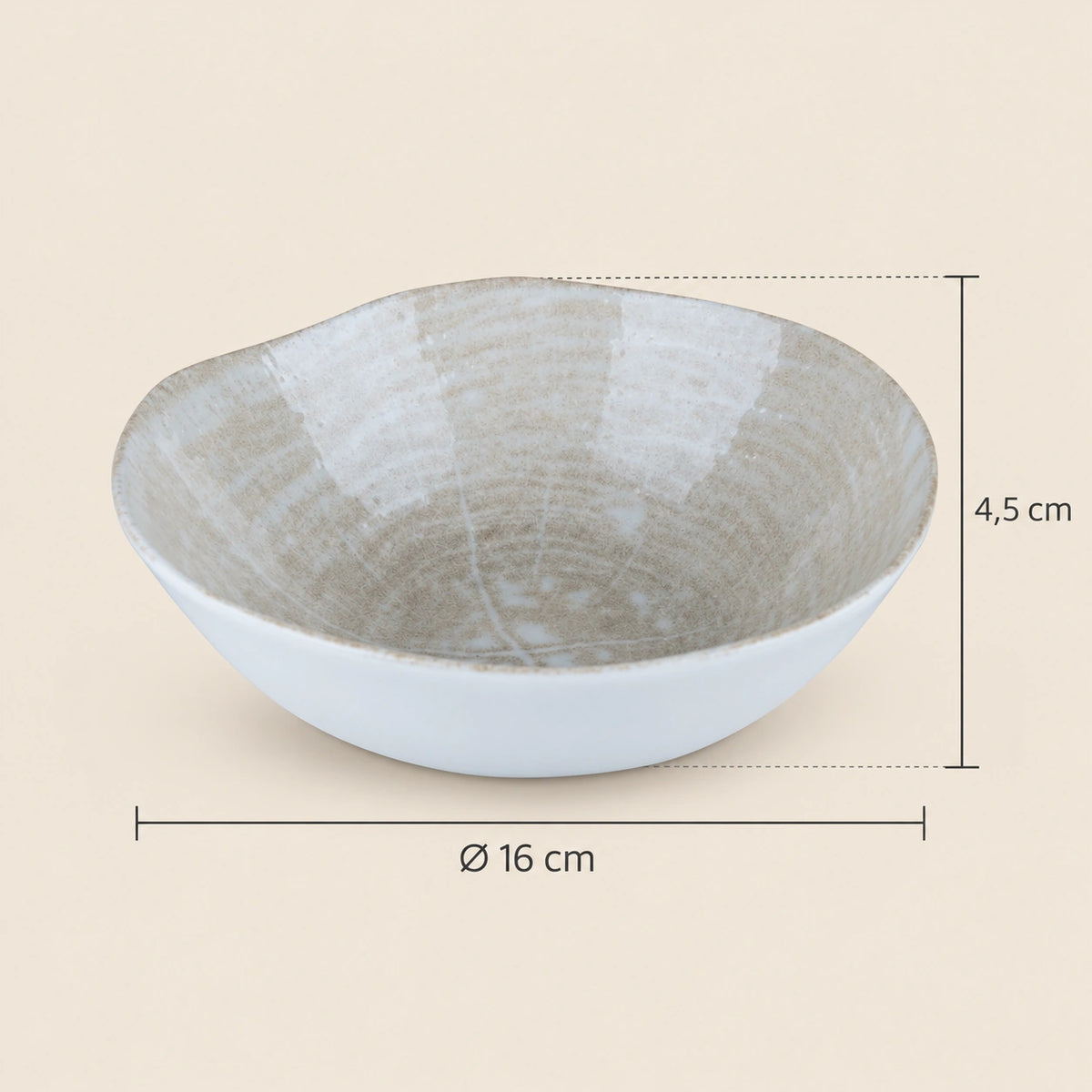 Schale – Creme Farbe, Porzellan Keramik, Rundes Design, 16 cm - Kaylaa | PTMD