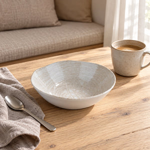 Schale – Creme Farbe, Porzellan Keramik, Rundes Design, 16 cm - Kaylaa | PTMD