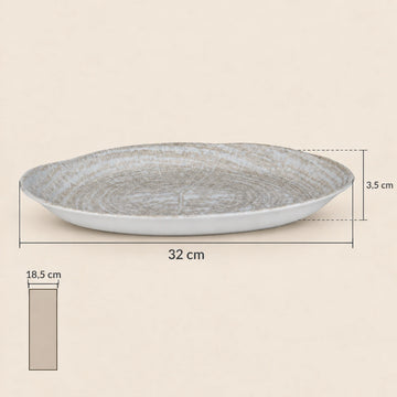 Teller – Creme Porzellan, Ovale Form, Schlichte Optik, 32 cm - Kaylaa | PTMD