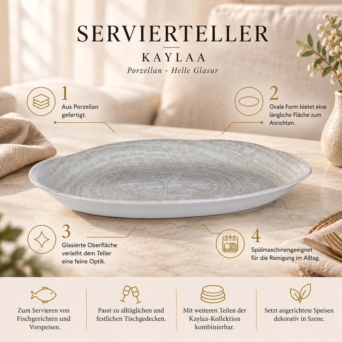 Porcelain Plate, Oval Shape, Decorative Structure & Robust Quality S – Kaylaa | PTMD