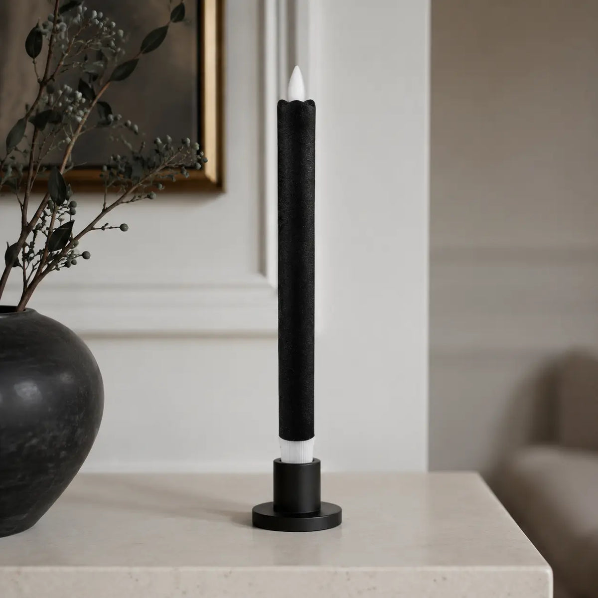 LED taper candle with moving flame and timer function battery operated - Led | PTMD