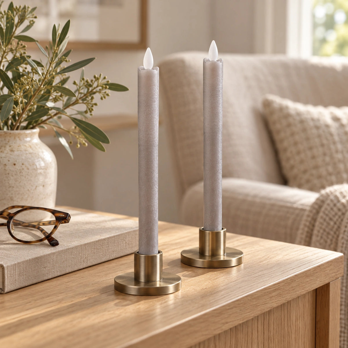 LED taper candle with moving flame and timer function battery operated - Led | PTMD