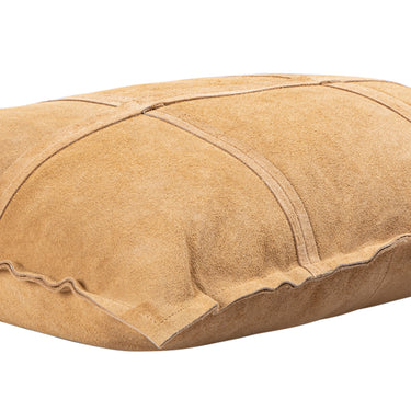 Kissen Camel aus Wildleder mit Karomuster und Reißverschluss M – Cobie | PTMD - Esszett Luxury | Stilvolles Wohnen mit Charakter