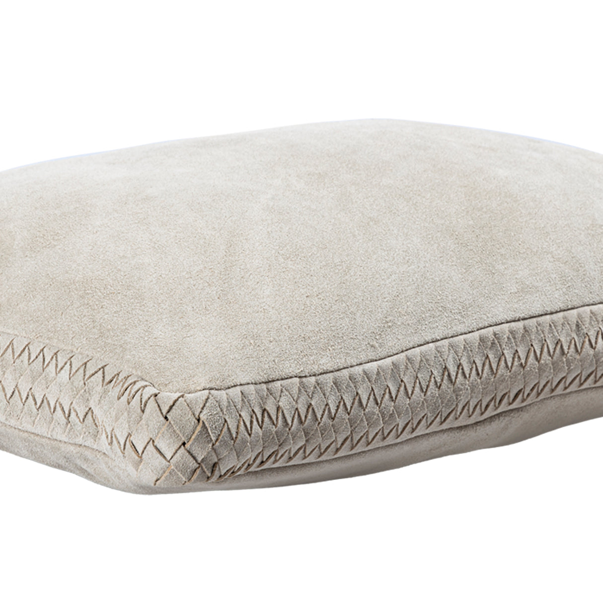 Kissen - Taupe Veloursleder, Reißverschluss, Polyesterfüllung, M – Suky | PTMD