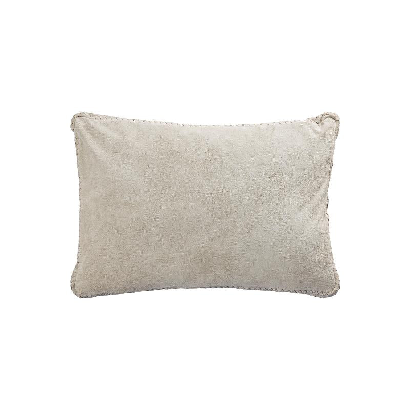 Kissen - Taupe Veloursleder, Reißverschluss, Polyesterfüllung, M – Suky | PTMD