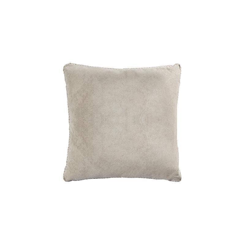 Kissen - Taupe Veloursleder, Reißverschluss, Polyesterfüllung, L – Suky | PTMD