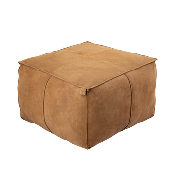 Hocker quadratisch aus Wildleder mit handgefertigtem Finish und dekorativer Naht – Marieke | PTMD - Esszett Luxury | Stilvolles Wohnen mit Charakter
