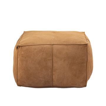Hocker quadratisch aus Wildleder mit handgefertigtem Finish und dekorativer Naht – Marieke | PTMD - Esszett Luxury | Stilvolles Wohnen mit Charakter