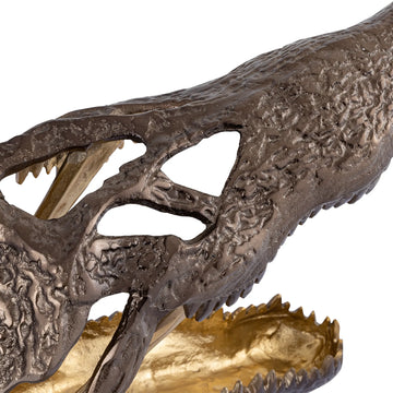 Cast aluminum statue with crocodile head and hand-finished surface – Lizee | PTMD