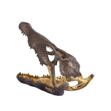 Cast aluminum statue with crocodile head and hand-finished surface – Lizee | PTMD
