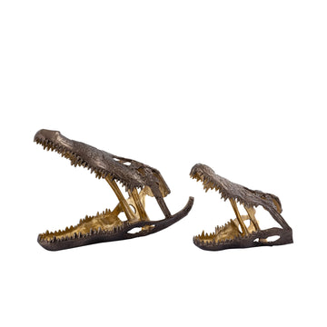 Cast aluminum statue with crocodile head and hand-finished surface – Lizee | PTMD
