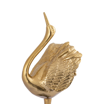 Statue – Schwan Design, Geschlossene Flügel, Aluminium Material, Gold – Joycee | PTMD