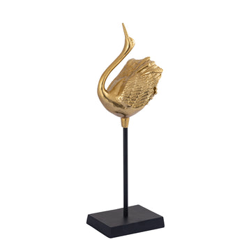 Statue – Schwan Design, Geschlossene Flügel, Aluminium Material, Gold – Joycee | PTMD