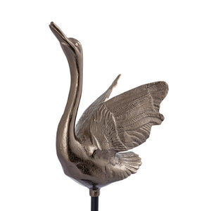 XL brass-colored aluminum swan statue with open wings – Joycee | PTMD