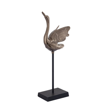 Statue – Schwan Design, Geschlossene Flügel, Aluminium Material, Braun – Joycee | PTMD