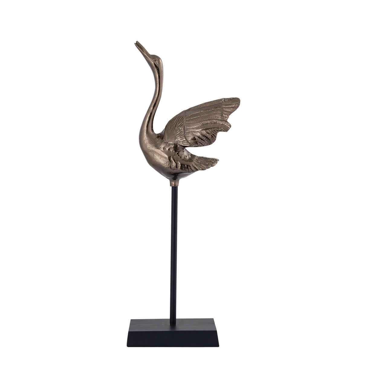 XL brass-colored aluminum swan statue with open wings – Joycee | PTMD