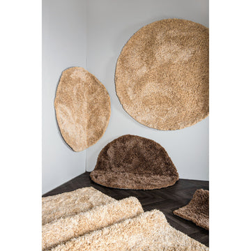Teppich – Stoffgewebe, Gewebtes Design, Runde Form, Braun S – Jups | PTMD