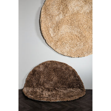 Teppich – Stoffgewebe, Gewebtes Design, Runde Form, Braun S – Jups | PTMD