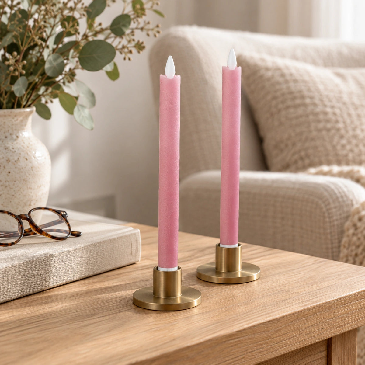 LED taper candle with moving flame and timer function battery operated - Led | PTMD