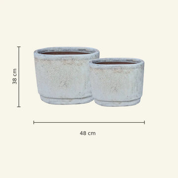 Topf – Glattes Design, Ovale Form, Keramik Material, Grau – Javier | PTMD