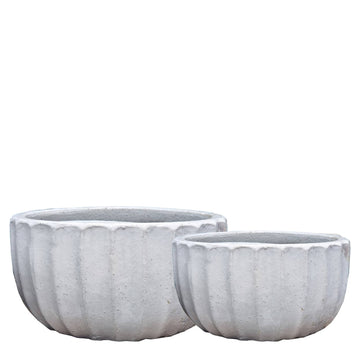 Vase - Set aus Keramik mit gerippter runder Form & handgefertigter Ausführung – Rae | PTMD - Esszett Luxury | Stilvolles Wohnen mit Charakter